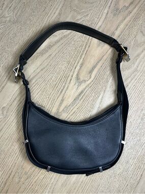 Dion Lee Utility Crescent Shoulder Bag Black Leather Nylon Strap Industrial